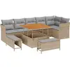 Image de vidaXL Ensemble de canapé de jardin 9 pcs Beige Poly-Rattan