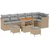 Image de Ensemble de canapés de jardin vidaXL, 8 pièces, beige, en polyrotin