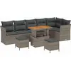 Image de vidaXL Ensemble canapé de jardin 9 pièces gris polyrotin