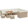 Image de Ensemble de canapés de jardin vidaXL, 12 pièces, beige, en polyrotin