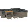 Image de Ensemble de canapés de jardin vidaXL, 13 pièces, gris, en polyrotin