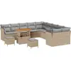 Image de Ensemble de canapés de jardin vidaXL, 13 pièces, beige, en polyrotin
