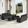 Image de vidaXL Ensemble de canapés de jardin 9 pcs Noir Poly-Rotin
