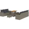 Image de vidaXL Ensemble de canapé de jardin avec coussins 10 pcs Gris Poly-Rotin