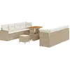 Image de Ensemble de canapés de jardin vidaXL, 11 pièces, beige, en polyrotin