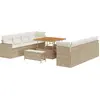 Image de Ensemble de canapés de jardin vidaXL, 11 pièces, beige, en polyrotin