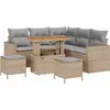 Image de vidaXL Ensemble de canapé de jardin 8 pcs Beige Poly-Rattan