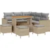 Image de Ensemble de canapés de jardin vidaXL, 9 pièces, beige, en polyrotin