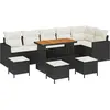 Image de vidaXL Ensemble de canapé de jardin 10 pcs Noir Poly-Rotin