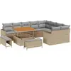 Image de Ensemble de canapés de jardin vidaXL, 12 pièces, beige, en polyrotin