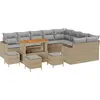 Image de Ensemble de canapés de jardin vidaXL, 13 pièces, beige, en polyrotin