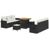 Image de vidaXL Ensemble de canapé de jardin avec coussins 9 pcs noir poly rotin