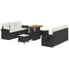 Image de vidaXL Ensemble de canapé de jardin avec coussins 9 pcs noir poly rotin