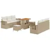 Image de vidaXL Ensemble de canapé de jardin avec coussins 9 pcs Beige Poly-Rattan