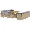 Image de Ensemble de canapé de jardin vidaXL, 11 pièces, beige, en polyrotin