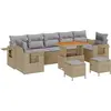 Image de vidaXL Ensemble de canapé de jardin avec coussins 10 pcs Beige Poly-Rattan