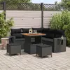 Image de vidaXL Ensemble de canapé de jardin avec coussins 8 pcs noir poly rotin