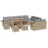 Image de Ensemble de canapés de jardin vidaXL, 14 pièces, beige, en polyrotin