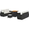 Image de vidaXL Ensemble de canapé de jardin avec coussins 9 pcs noir poly rotin