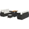 Image de vidaXL Ensemble de canapé de jardin avec coussins 9 pcs noir poly rotin