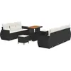 Image de vidaXL Ensemble de canapé de jardin avec coussins 10 pcs noir poly rotin