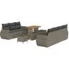 Image de Ensemble de canapés de jardin vidaXL avec coussins et rangement, 10 pièces, gris, en polyrotin