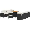Image de vidaXL Ensemble de canapé de jardin avec coussins 11 pcs noir poly rotin