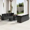 Image de vidaXL Ensemble de canapé de jardin avec coussins 11 pcs noir poly rotin
