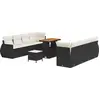 Image de vidaXL Ensemble de canapé de jardin avec coussins 11 pcs noir poly rotin
