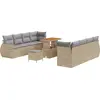 Image de vidaXL Ensemble de canapé de jardin avec coussins avec mémoire 11 pcs Beige Poly-Rotin