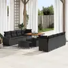 Image de vidaXL Ensemble de canapé de jardin avec coussins 11 pcs noir poly rotin