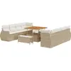 Image de vidaXL Ensemble de canapé de jardin avec coussins avec mémoire 11 pcs Beige Poly-Rotin
