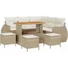 Image de Ensemble de canapé de jardin vidaXL, 9 pièces, beige, en polyrotin