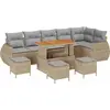 Image de Ensemble de canapés de jardin vidaXL, 10 pièces, beige, en polyrotin