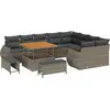 Image de Ensemble de canapés de jardin vidaXL, 12 pièces, gris, en polyrotin