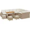 Image de Ensemble de canapés de jardin vidaXL, 13 pièces, beige, en polyrotin