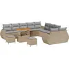 Image de Ensemble de canapés de jardin vidaXL, 13 pièces, beige, en polyrotin