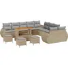Image de Ensemble de canapés de jardin vidaXL, 14 pièces, beige, en polyrotin