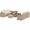 Image de Ensemble de canapé de jardin vidaXL, 9 pièces, beige, en résine tressée
