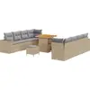 Image de vidaXL Ensemble de canapé de jardin avec coussins 11 pcs Beige Poly-Rattan