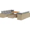 Image de vidaXL Ensemble de canapé de jardin avec coussins 11 pcs Beige Poly-Rattan
