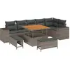 Image de vidaXL Ensemble de canapé de jardin avec coussins 9 pcs Gris Poly-Rotin