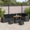 Image de vidaXL Ensemble de canapé de jardin avec coussins 9 pcs noir poly rotin