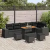 Image de vidaXL Ensemble de canapé de jardin avec coussins 10 pcs noir poly rotin