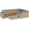 Image de vidaXL Ensemble de canapé de jardin avec coussins 12 pcs Beige Poly-Rattan