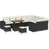 Image de vidaXL Ensemble de canapé de jardin avec coussins 12 pcs noir poly rotin