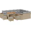Image de vidaXL Ensemble de canapé de jardin avec coussins 13 pcs Beige Poly-Rattan