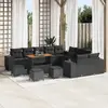 Image de vidaXL Ensemble de canapé de jardin avec coussins 14 pcs noir poly rotin