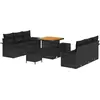 Image de vidaXL Ensemble de canapé de jardin avec coussins 9 pcs noir poly rotin