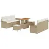 Image de vidaXL Ensemble de canapé de jardin avec coussins 9 pcs Beige Poly-Rattan